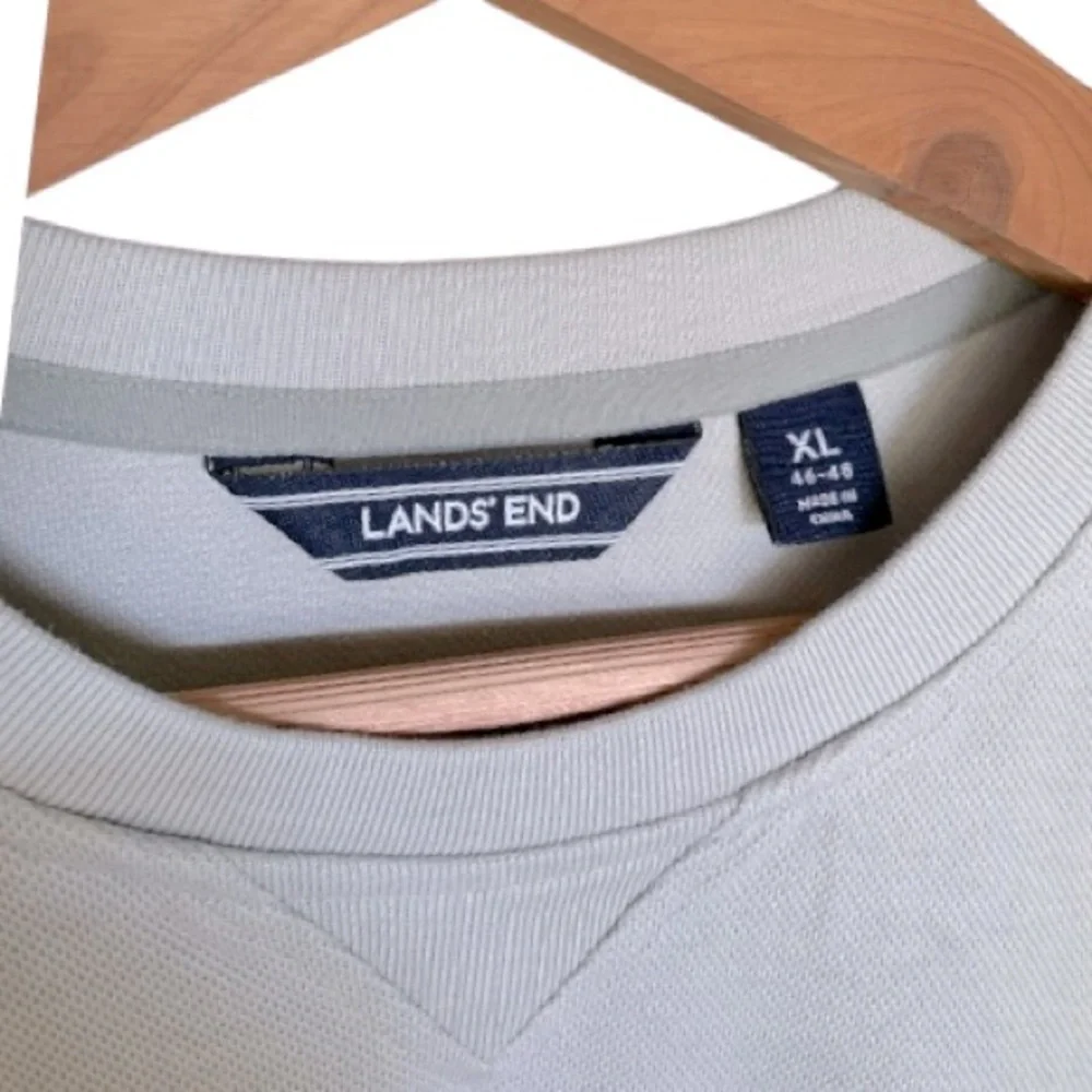 LANDSEND Men’s Long Sleeve Crew Neck Mid Weight Textured Soft Leisure Top - Picture 3 of 5